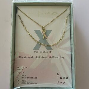 A New Day Women's Necklace 14k Gold Plated Monogram Letter X - NEW IN BOX